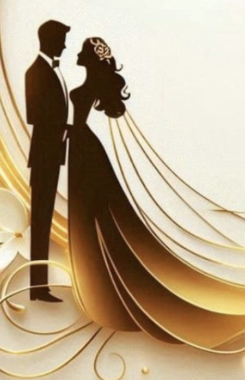 Wedding cover couple silhouette